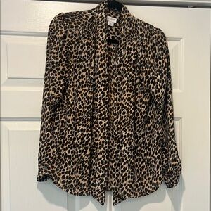 J. Crew Leopard Print Blouse - Black and Tan